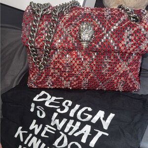 Kurt Geiger Elegant Red Beaded Chain Bag